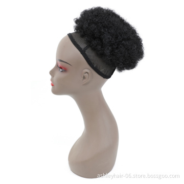 100% Synthetic Kanekalon Fiber Woman Afro Kinky Clip Chignon Hair Pieces Bun